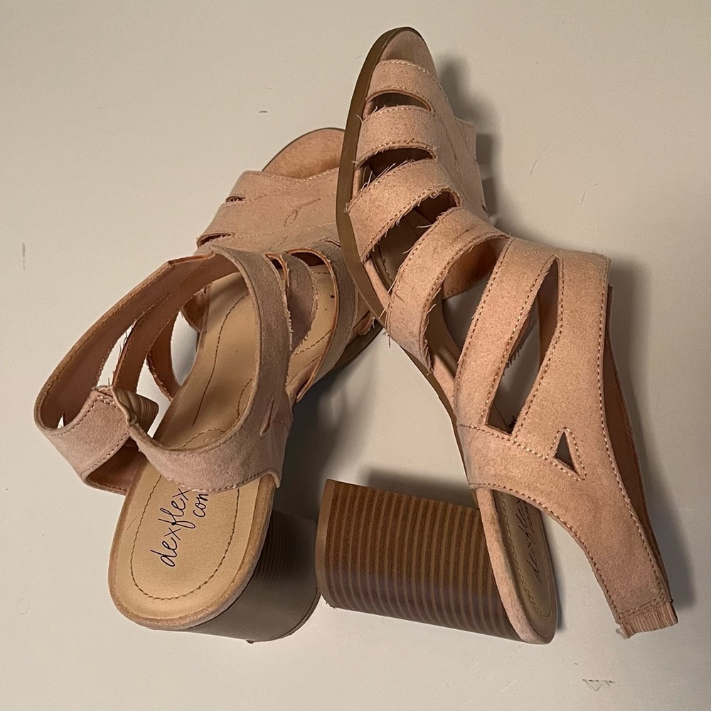Pale pink thick heels